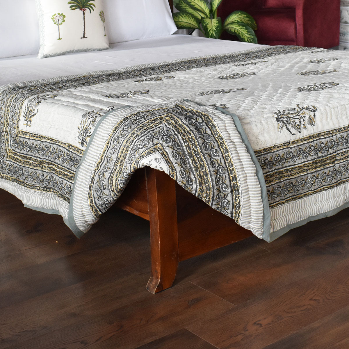 Jaipuri Razai Single Bed | Pan Leaf Dusk 21423