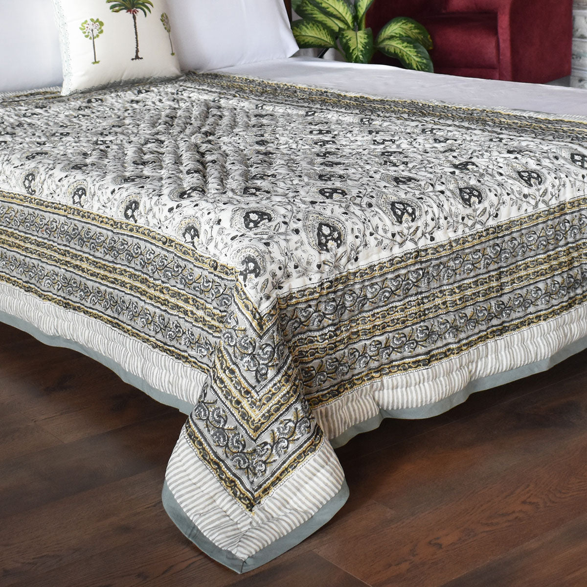 Jaipuri Razai Single Bed | Pan Leaf Dusk 21423