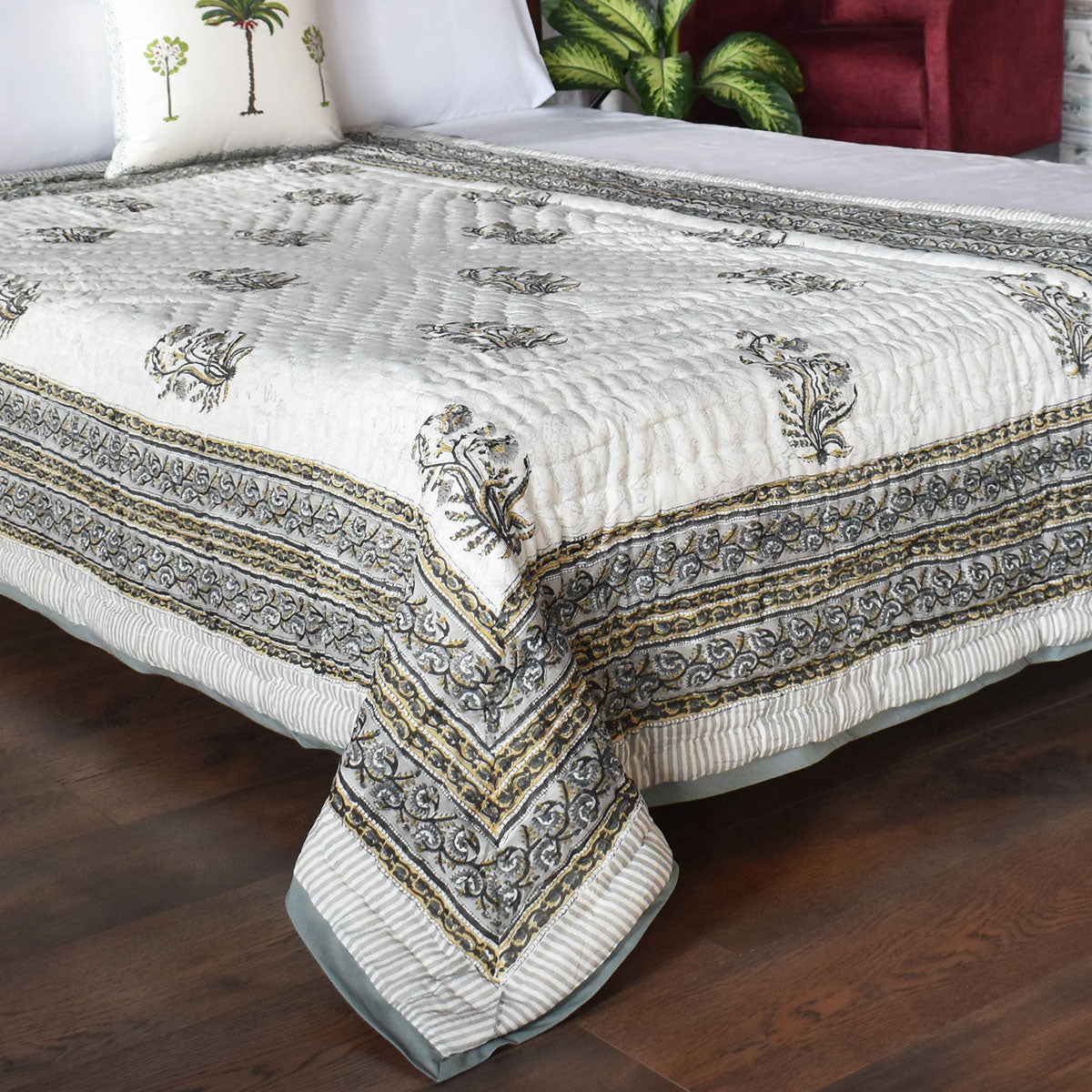 Jaipuri Razai Single Bed | Pan Leaf Dusk 21423
