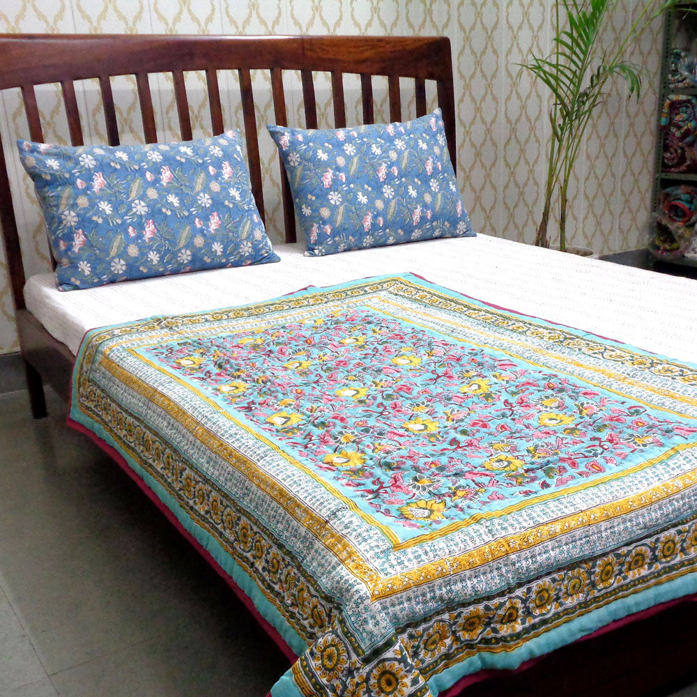 Slow Fashion Handcrafted Baby Bedding Jaipur Razai | Phuljhari Jade Gud 602160