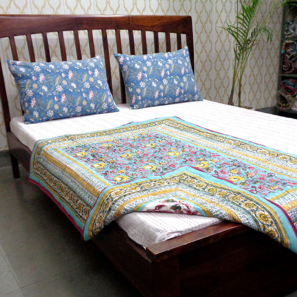 Slow Fashion Handcrafted Baby Bedding Jaipur Razai | Phuljhari Jade Gud 602160