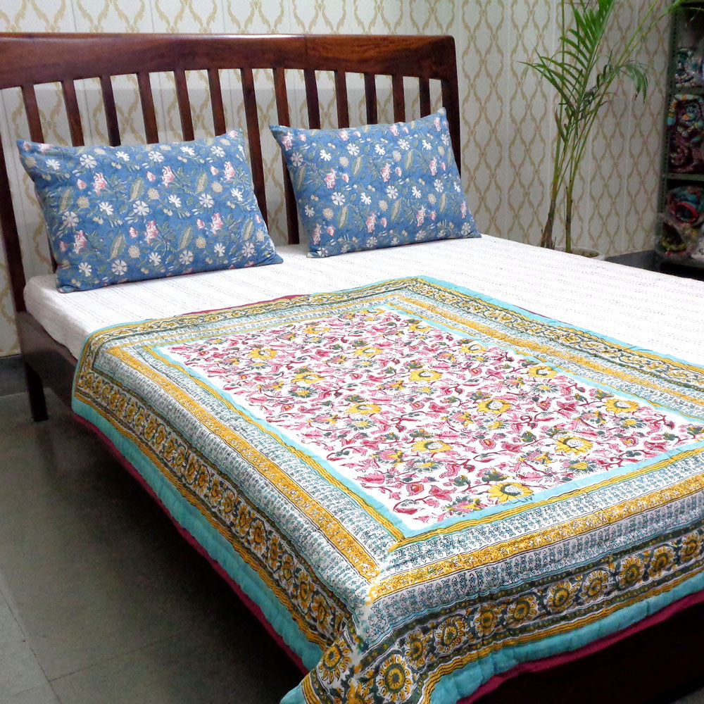 Slow Fashion Handcrafted Baby Bedding Jaipur Razai | Phuljhari Jade Gud 602160