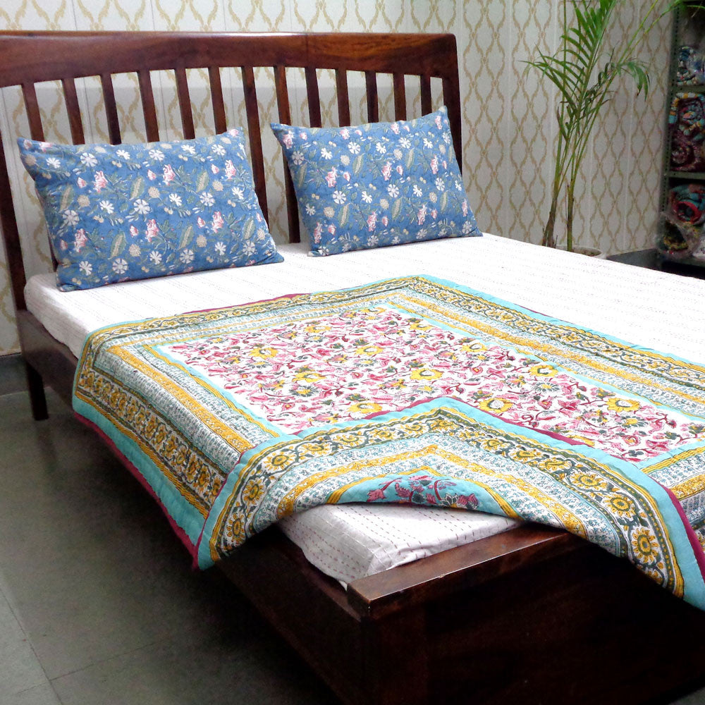 Slow Fashion Handcrafted Baby Bedding Jaipur Razai | Phuljhari Jade Gud 602160