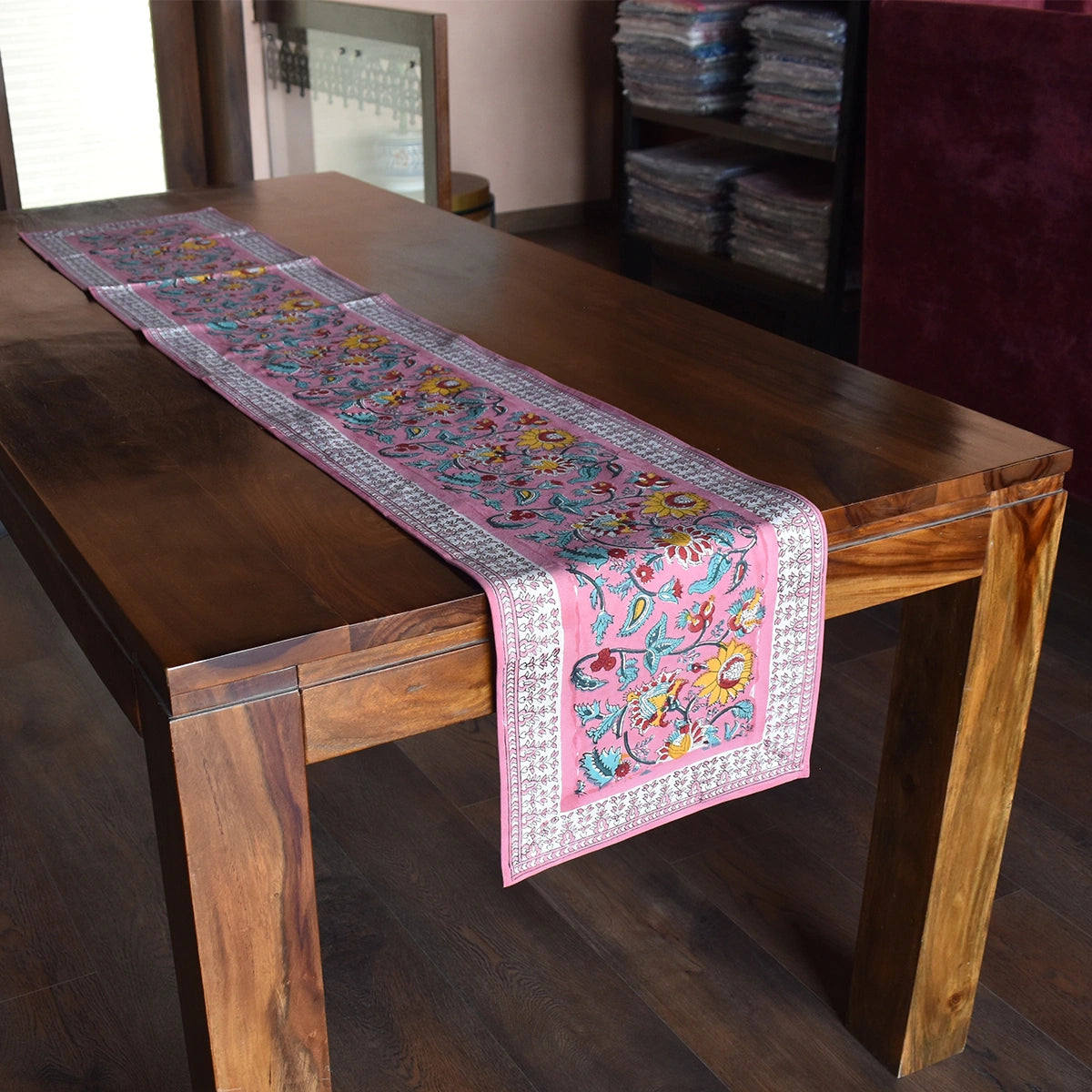 Jaipuri Hand Block Design Phuljhari Pink Gud