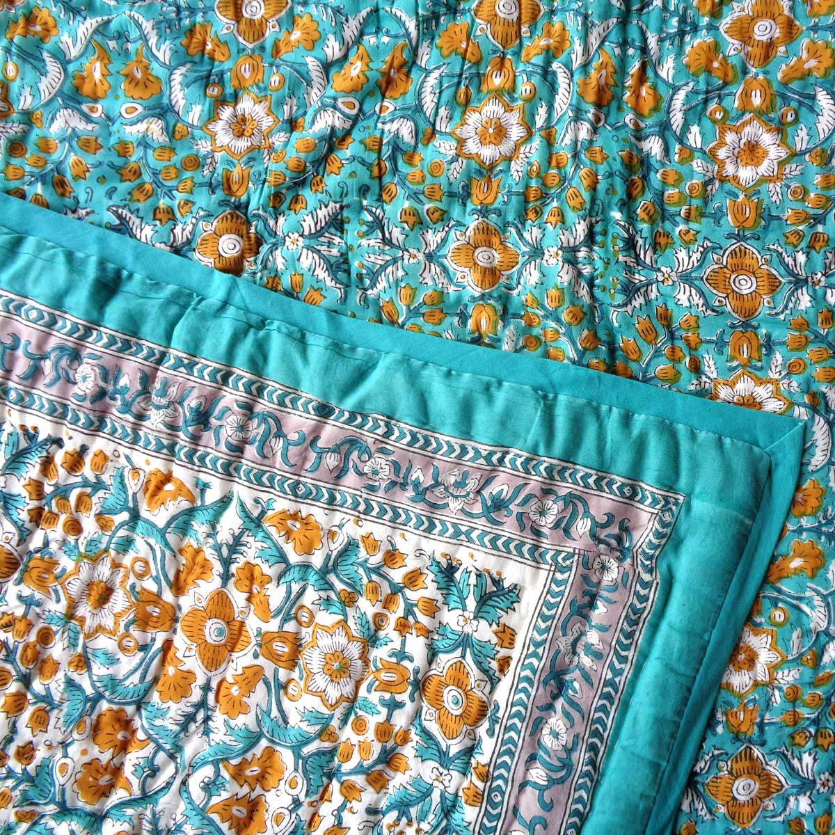 40 X 55 Inch Baby Quilt Jaipur Razai | Phulwari Blue Tint 700651