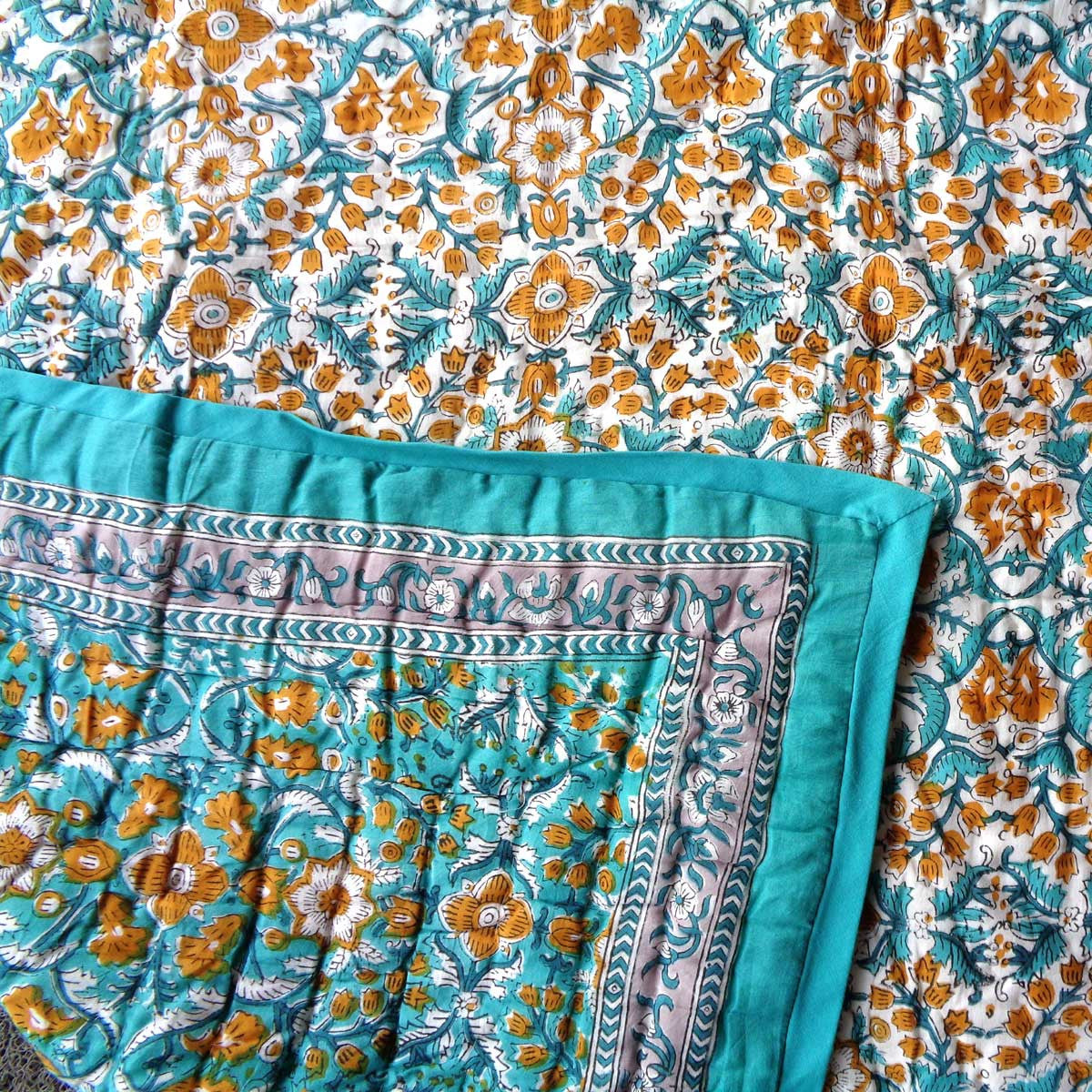 40 X 55 Inch Baby Quilt Jaipur Razai | Phulwari Blue Tint 700651