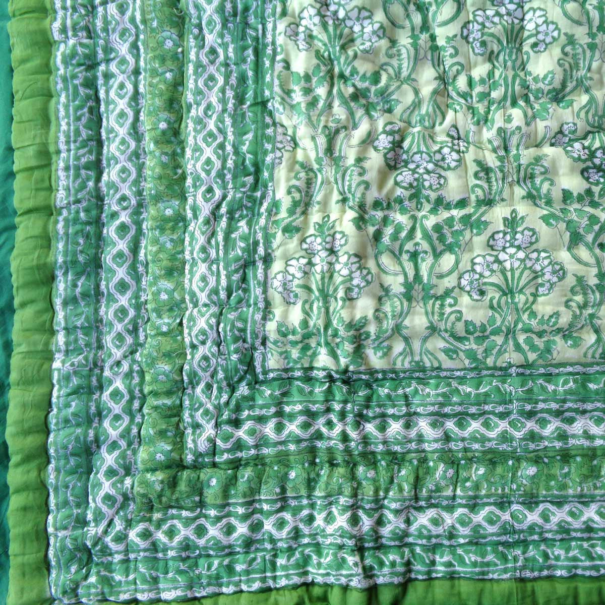 Handcrafted Jaipuri Baby Blanket | Raat Ki Rani Green 207006
