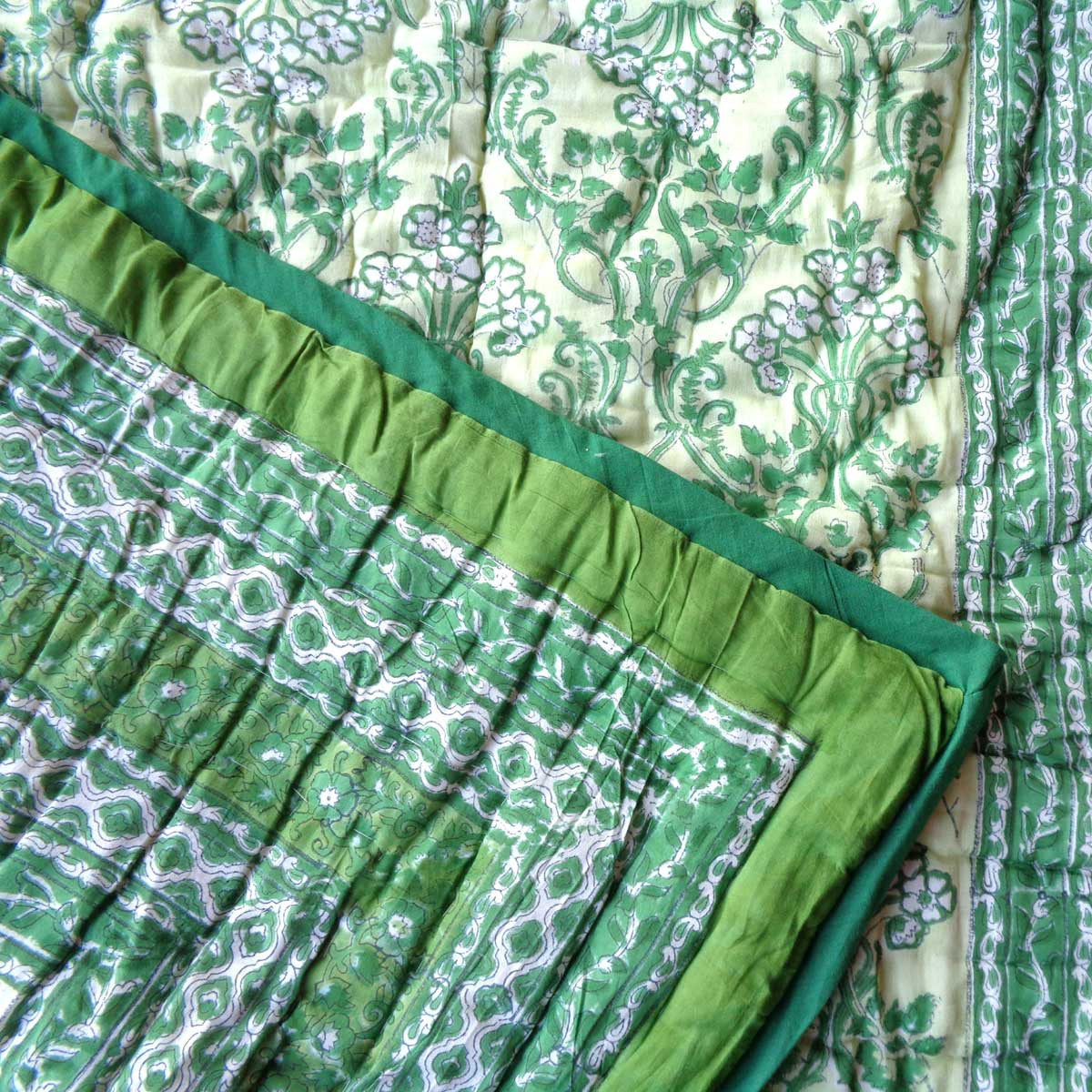 Handcrafted Jaipuri Baby Blanket | Raat Ki Rani Green 207006