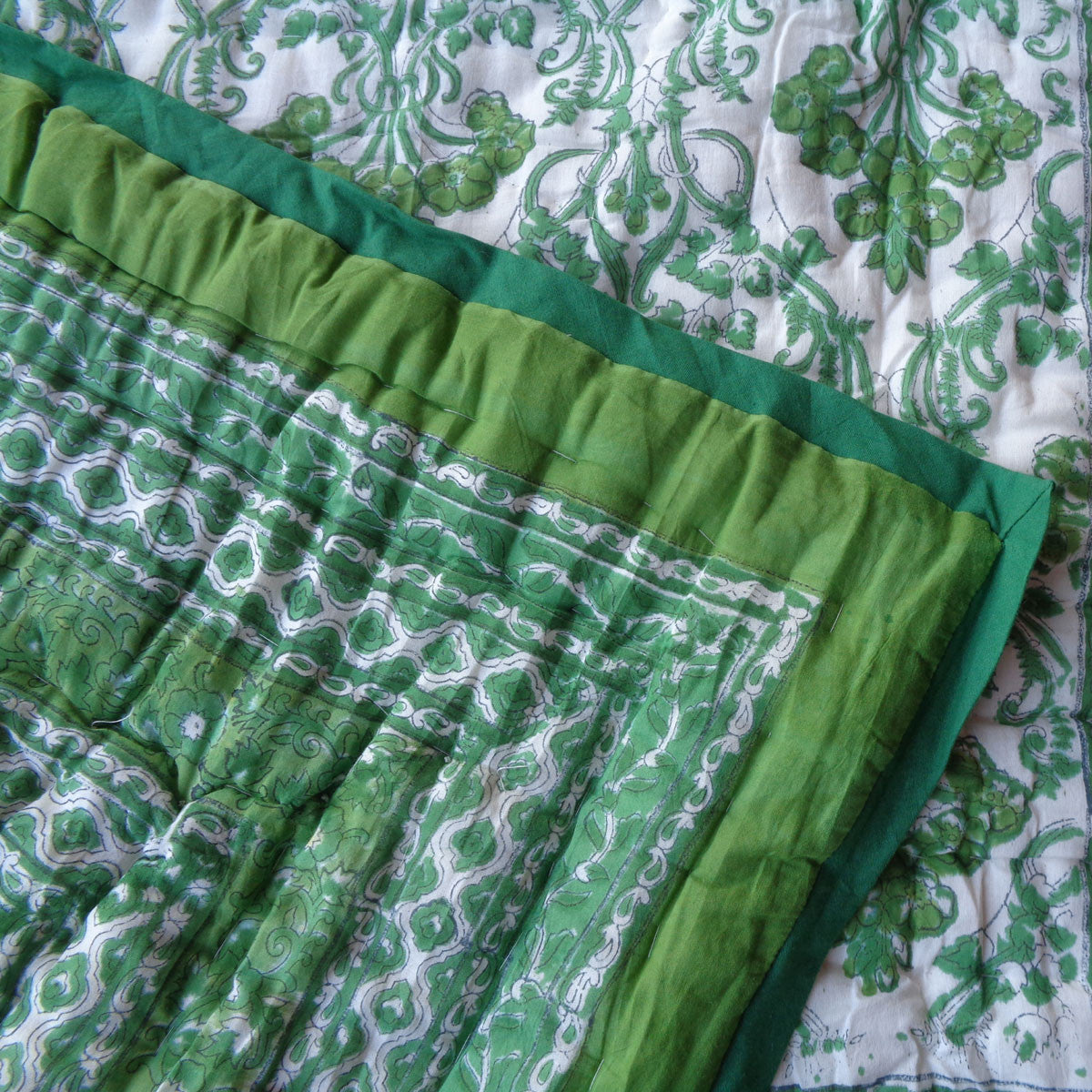 Handcrafted Jaipuri Baby Blanket | Raat Ki Rani Green 207006