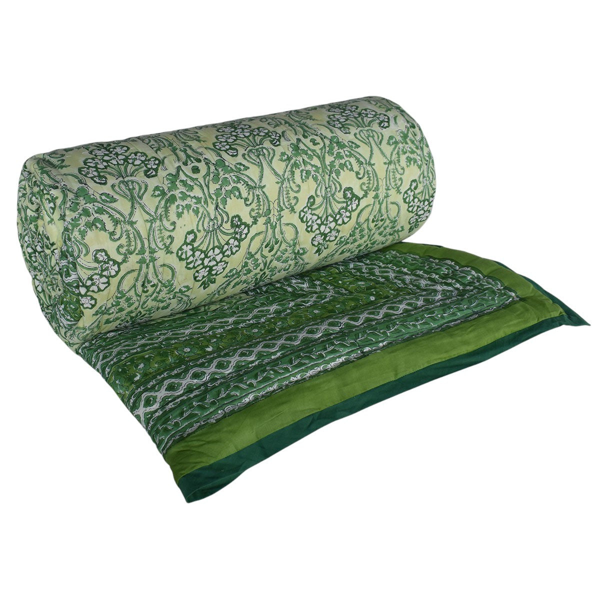 Jaipur Quilt For Double Bed | Raat Ki Rani Green 207006