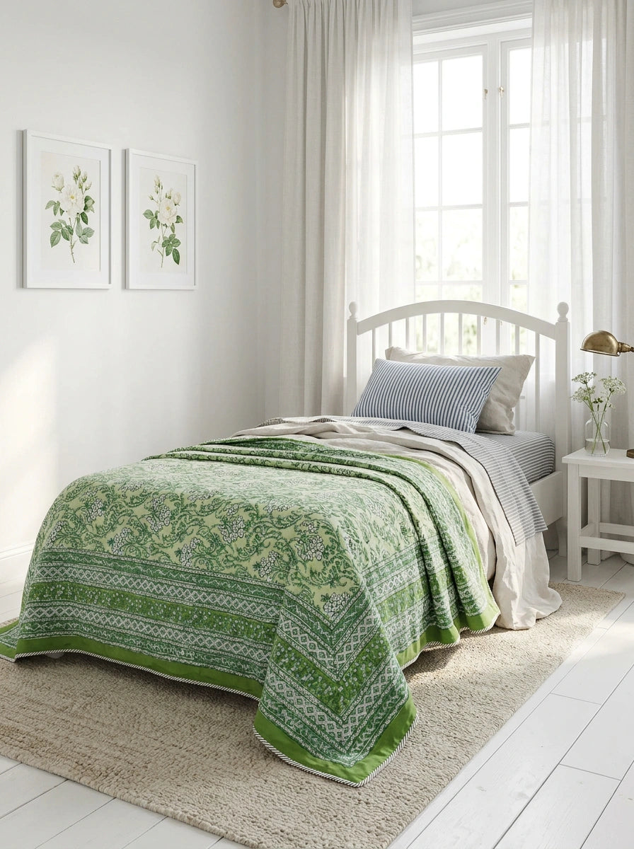 Malmal Cotton Dohar | Raat Ki Rani Green 207006