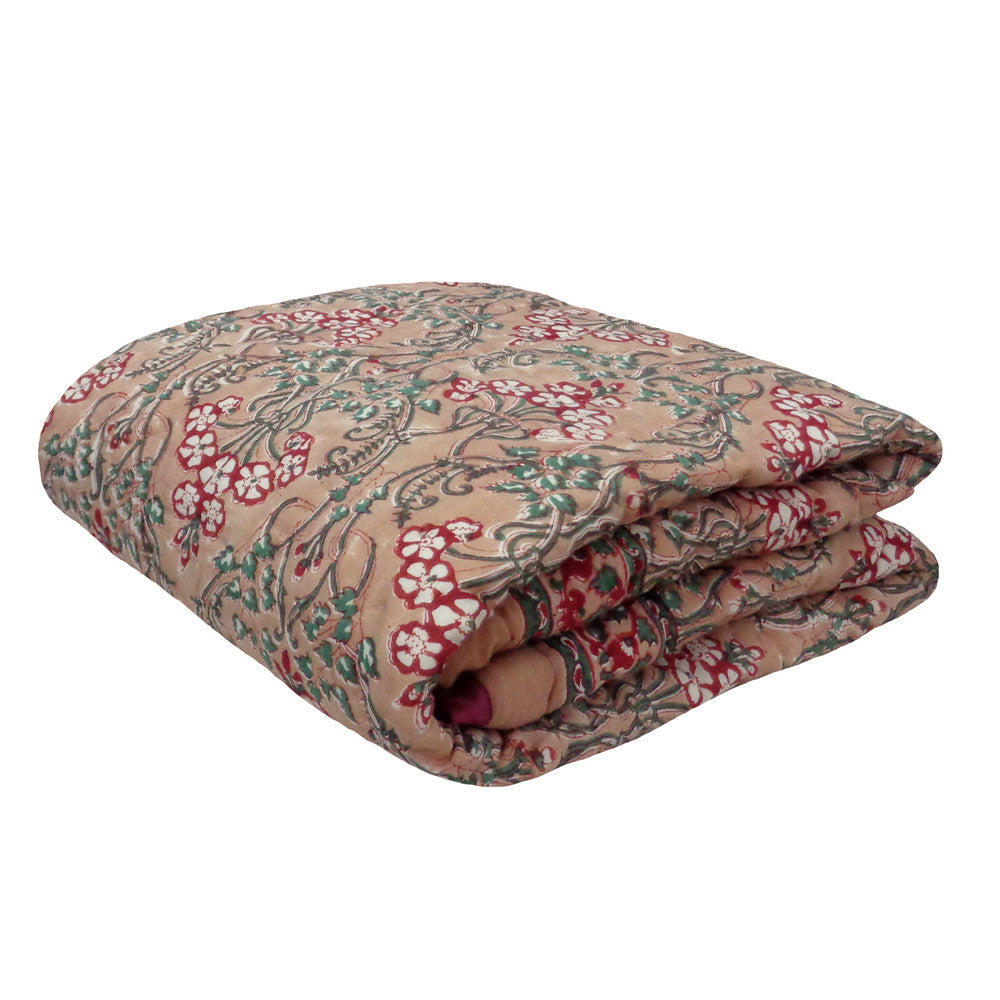 Baby Quilt for Toddler, Hand Block Printed | Raat Ki Rani Gud 102983