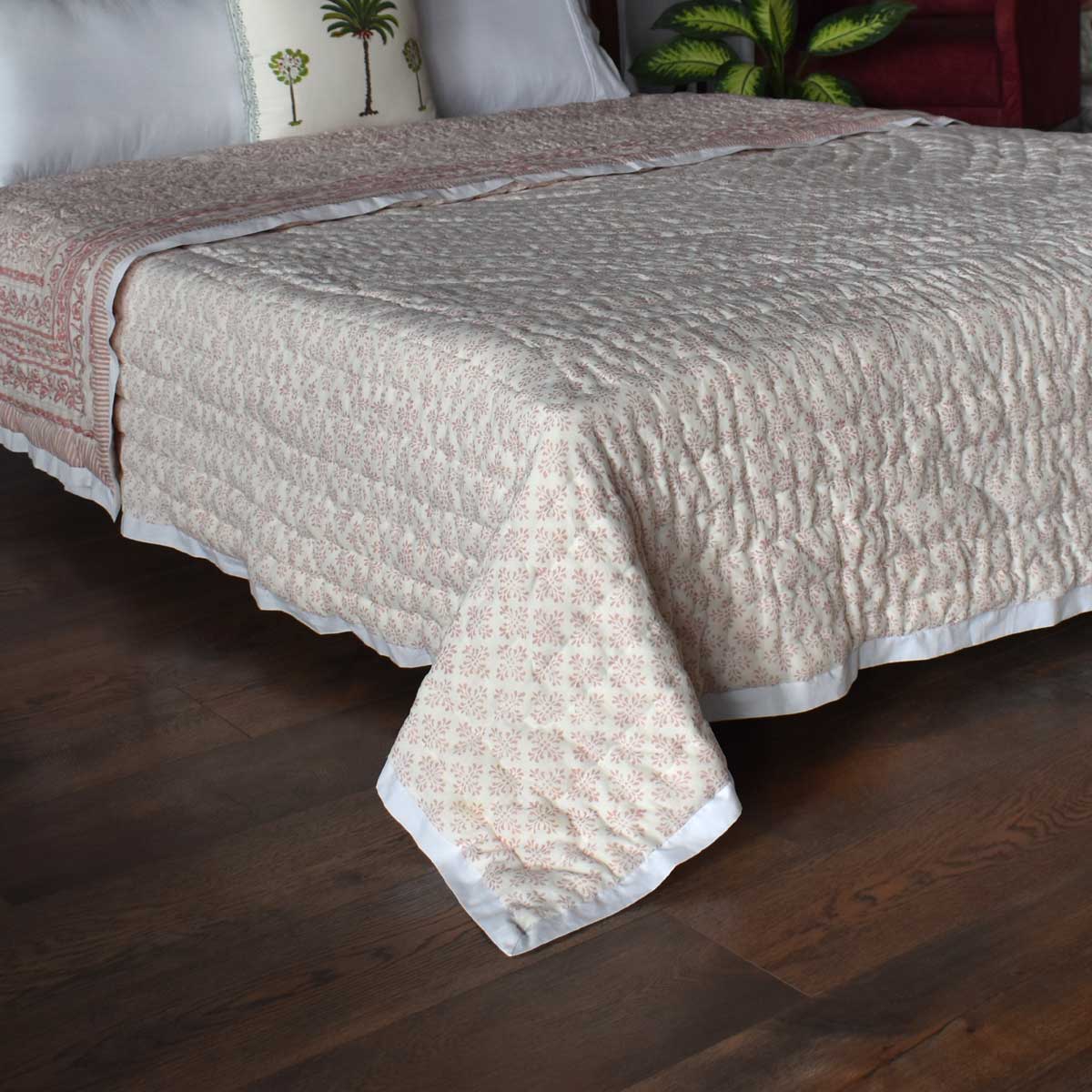 Hand Block Printed Cotton Medium Size Quilt | Rang Mahal 260311