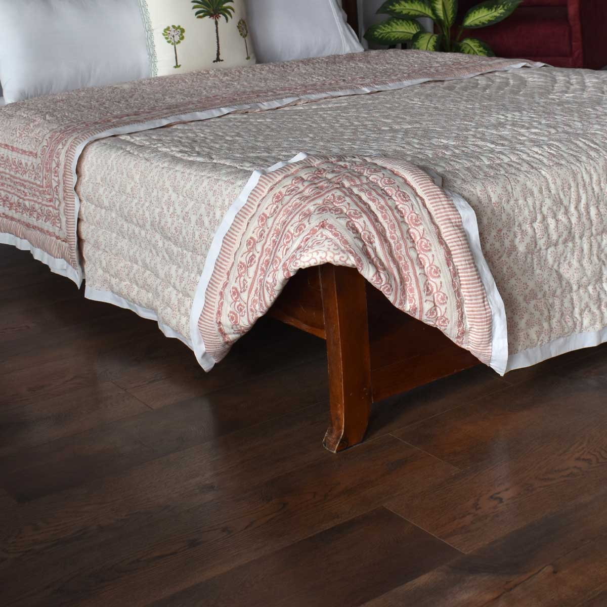 Hand Block Printed Cotton Medium Size Quilt | Rang Mahal 260311