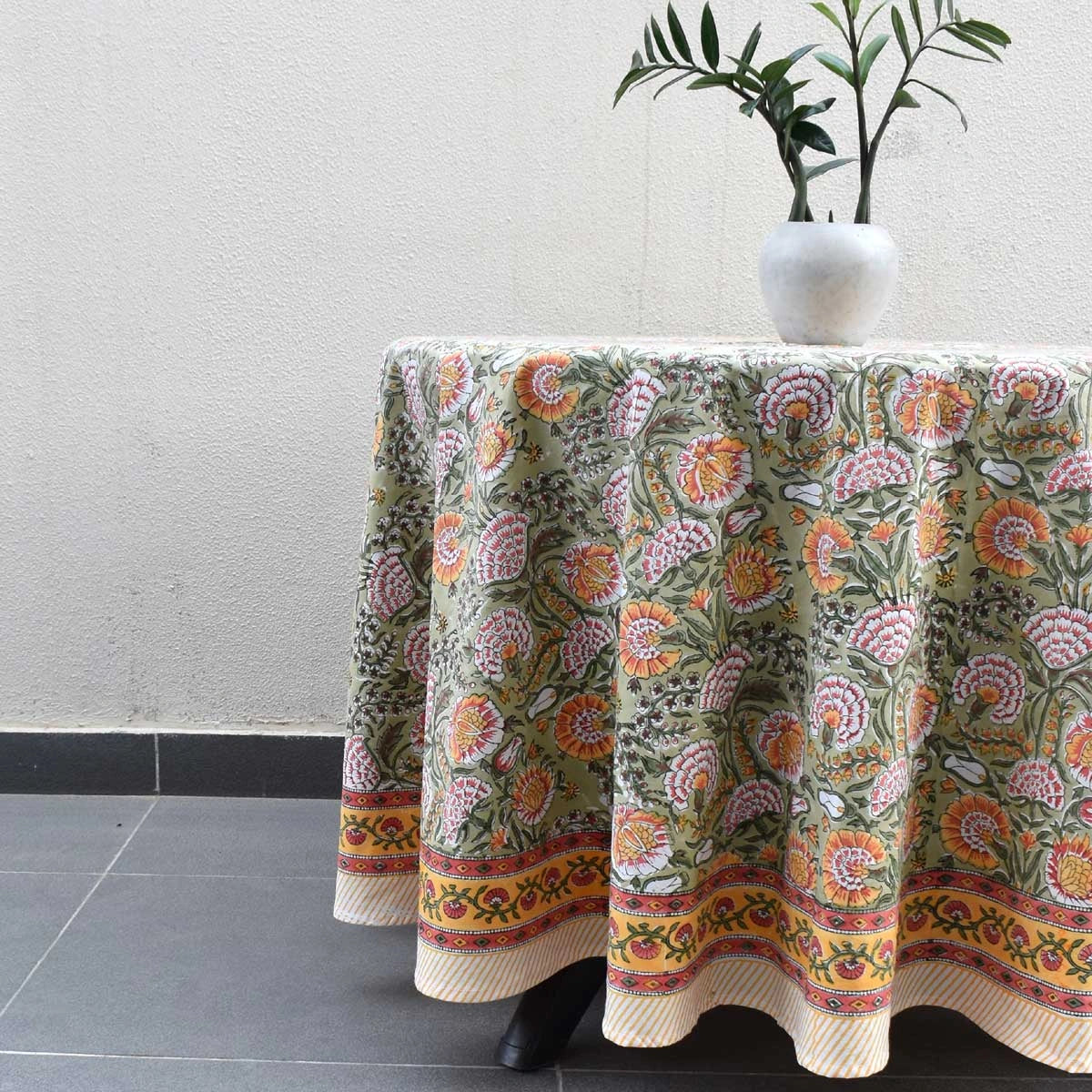 60 Inch Round Tablecloth Reshma Sea Green Gud