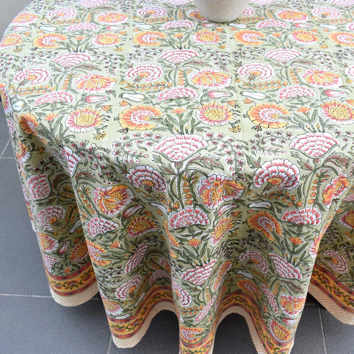 60 Inch Round Tablecloth Reshma Sea Green Gud