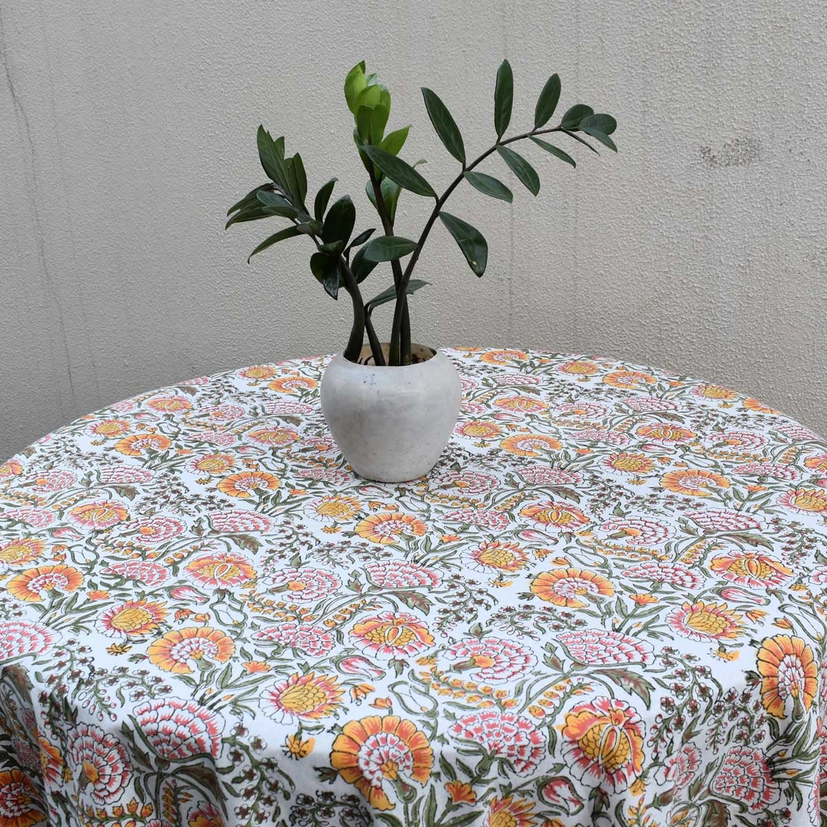 Chemical-Free Round Table Cover | Reshma Sea Green Open 203253