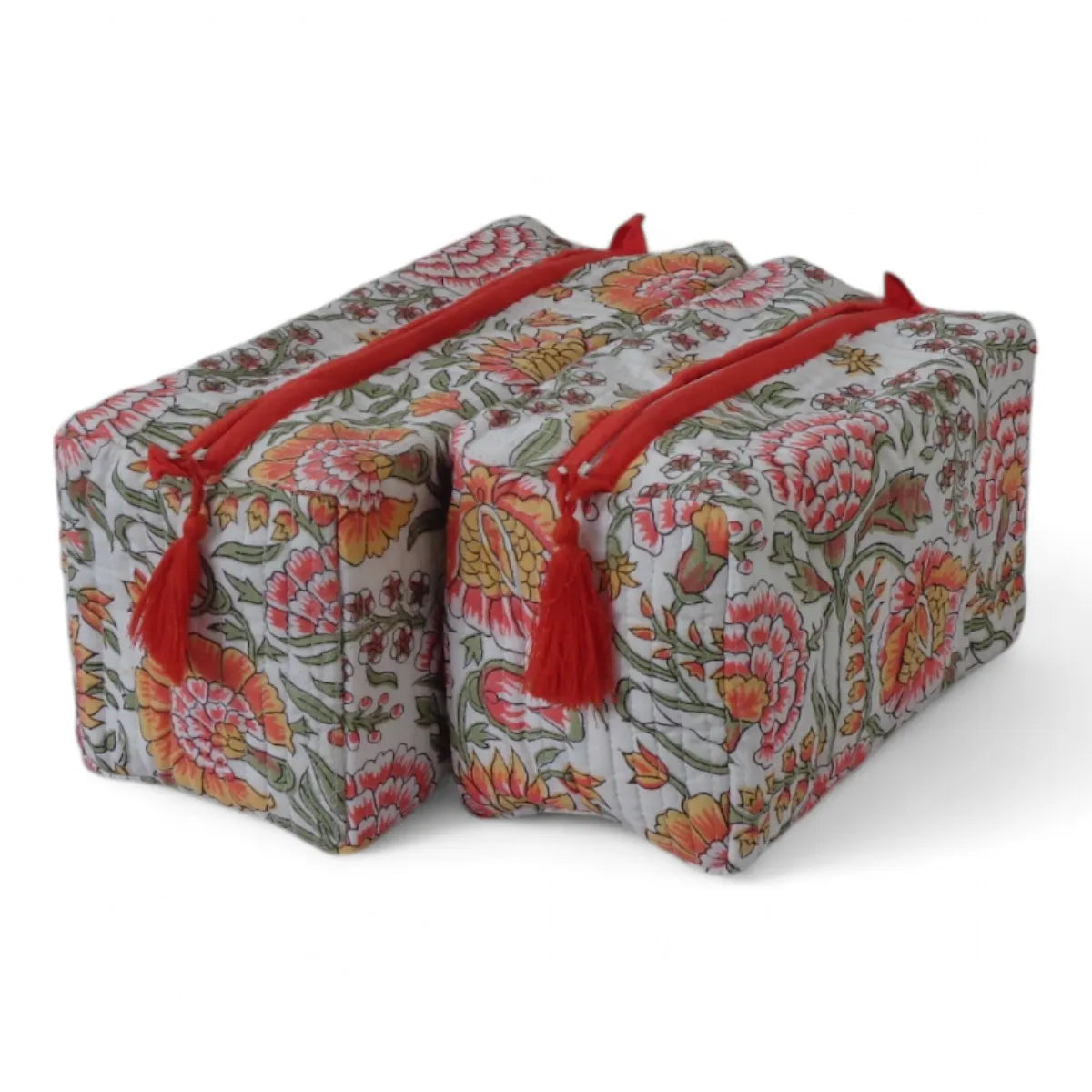Daily Use Cosmetic Pouch (Set of 2) | Reshma Sea Green Open 203253