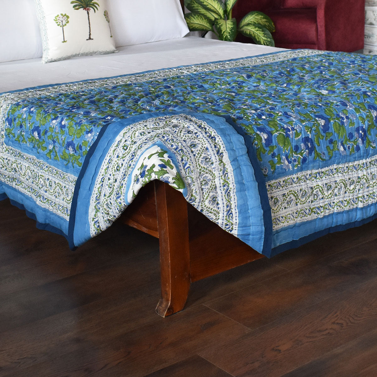 Reversible Printed Cotton Razai Single | Rukhsana Blue 102436