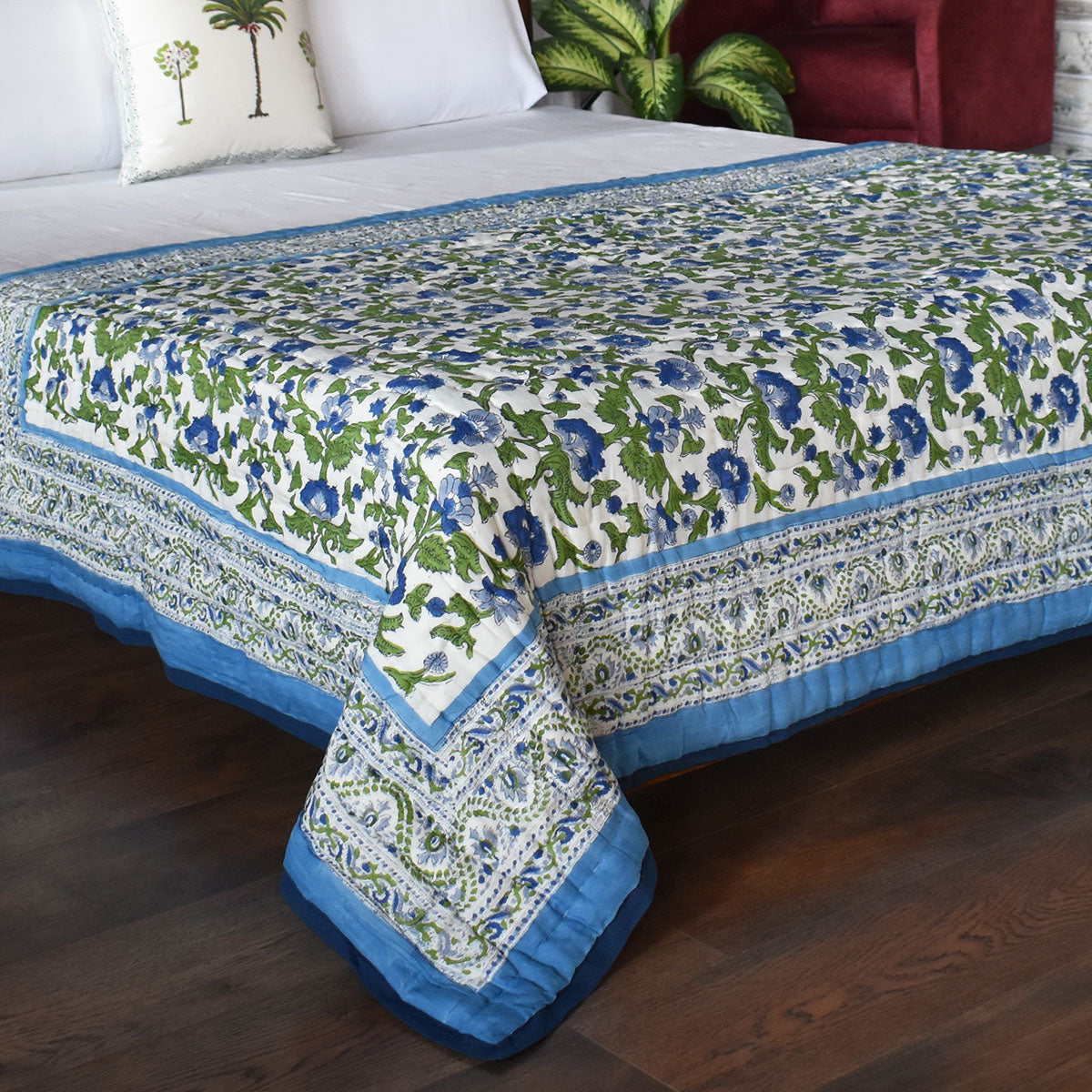 Reversible Printed Cotton Razai Single | Rukhsana Blue 102436