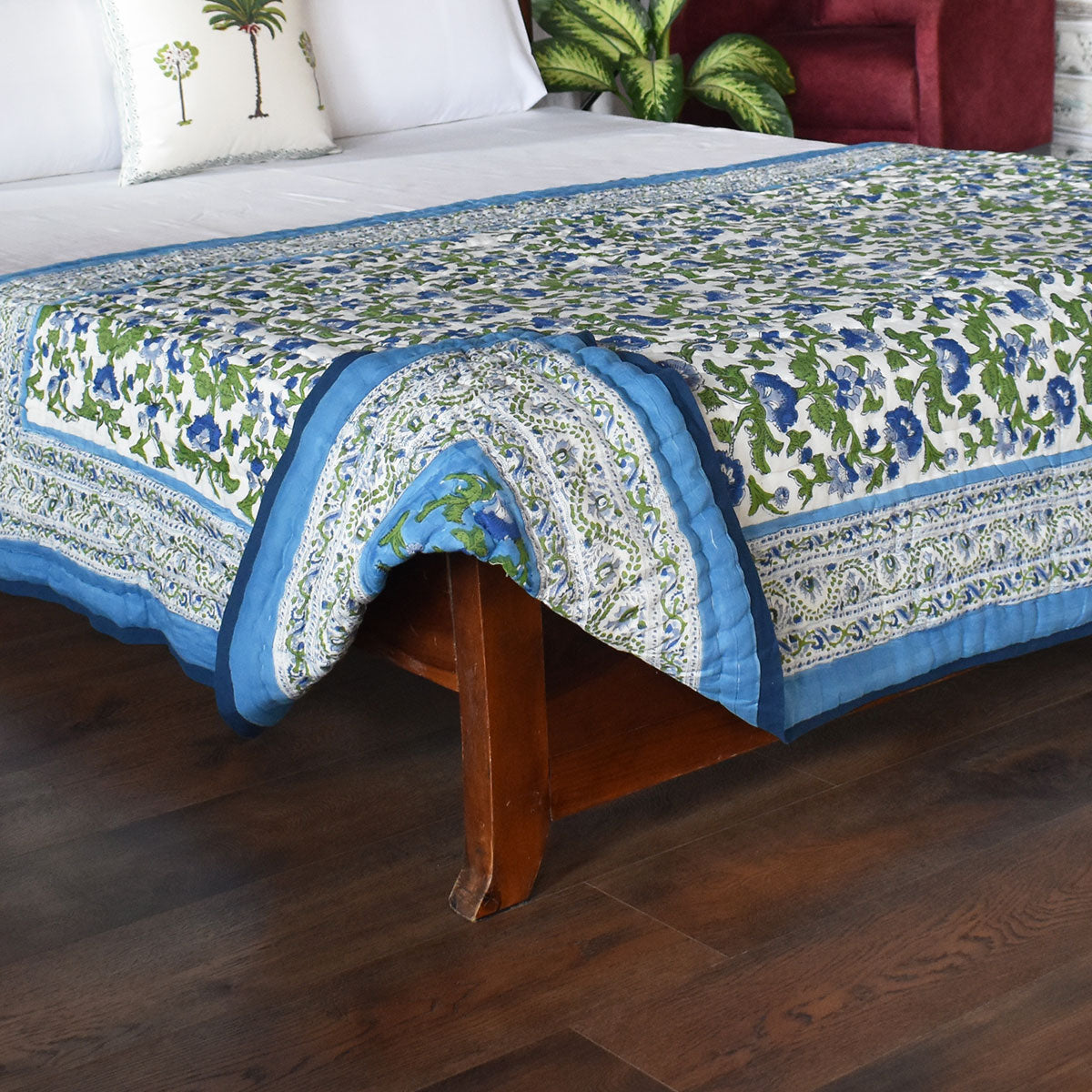 Reversible Printed Cotton Razai Single | Rukhsana Blue 102436