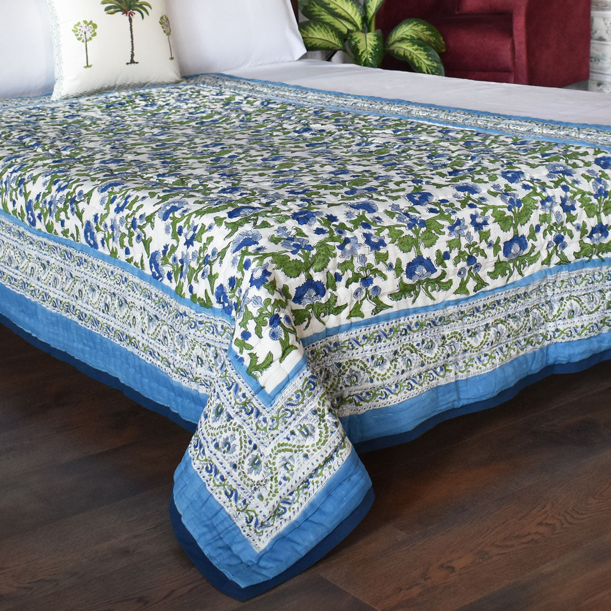 Reversible Printed Cotton Razai Single | Rukhsana Blue 102436