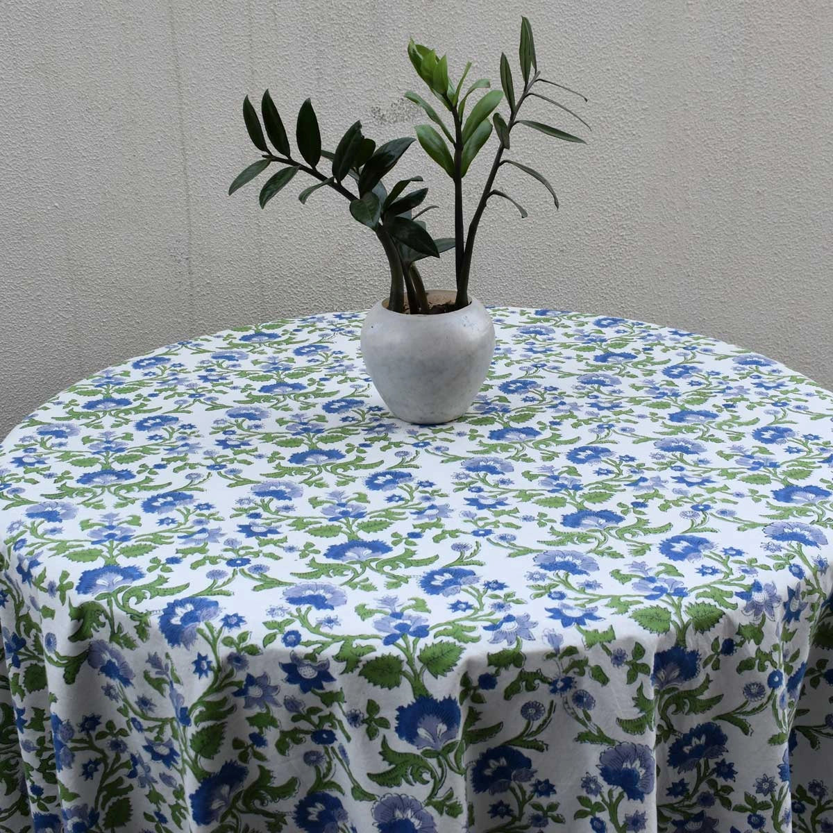 Soft Earthy Tones Round Tablecloth | Rukhsana Blue Open 103619