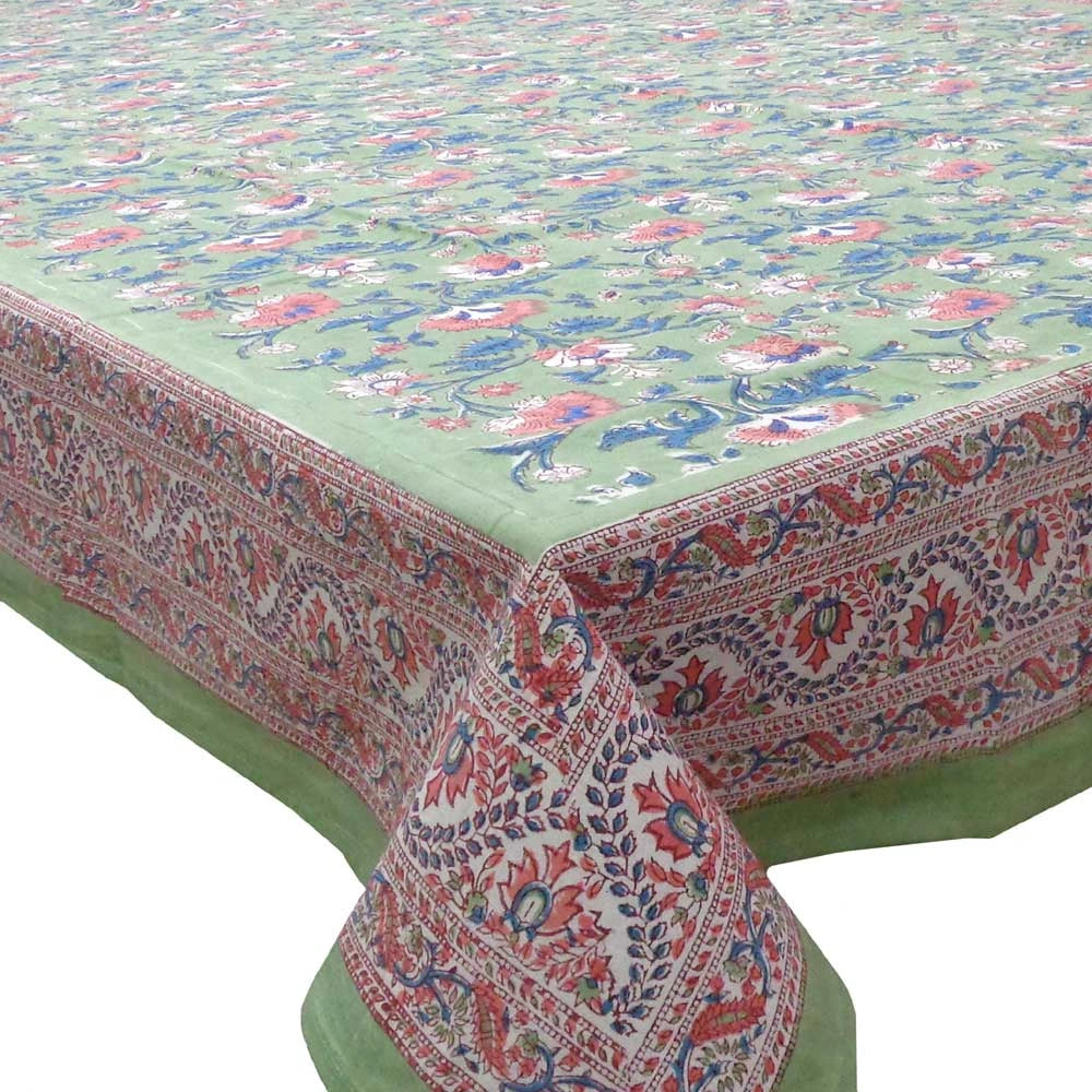 Azo-Free Dye Hand Block Tablecloth For Dining Table | Rukhsana Jade Gud 204222