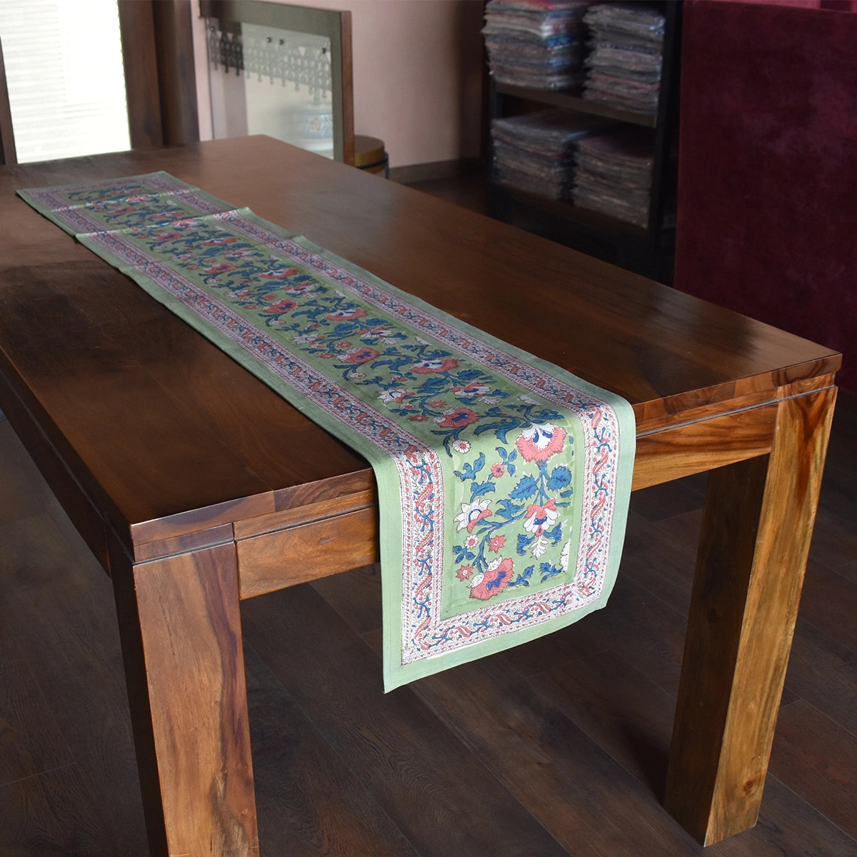 Unique Hand Printed Runner Rukhsana Jade Gud