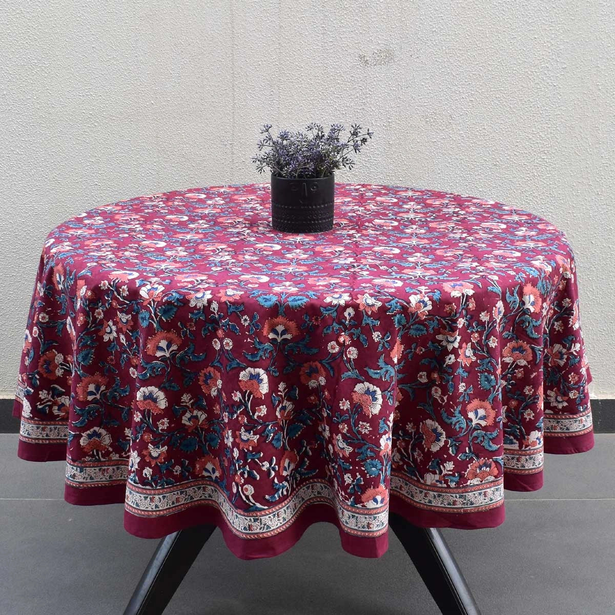 150 Cm Round Tablecloth Rukhsana Maroon Gud