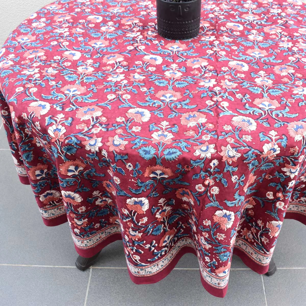 150 Cm Round Tablecloth Rukhsana Maroon Gud