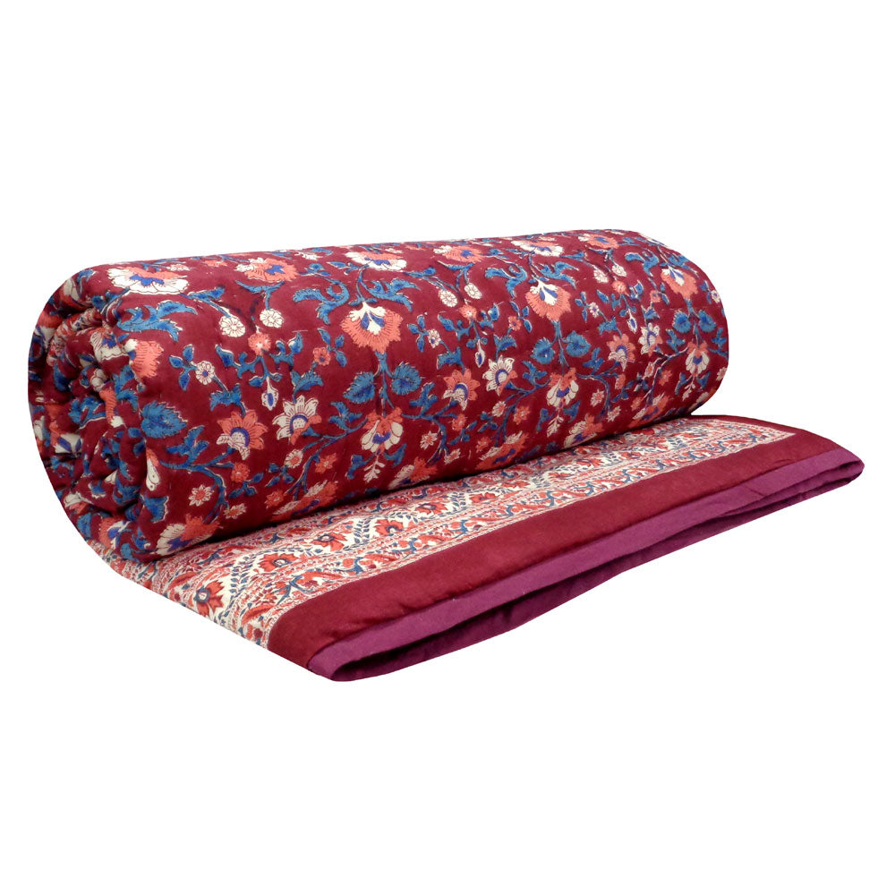 •	King Size Jaipuri Razai | Rukhsana Maroon Gud 105823