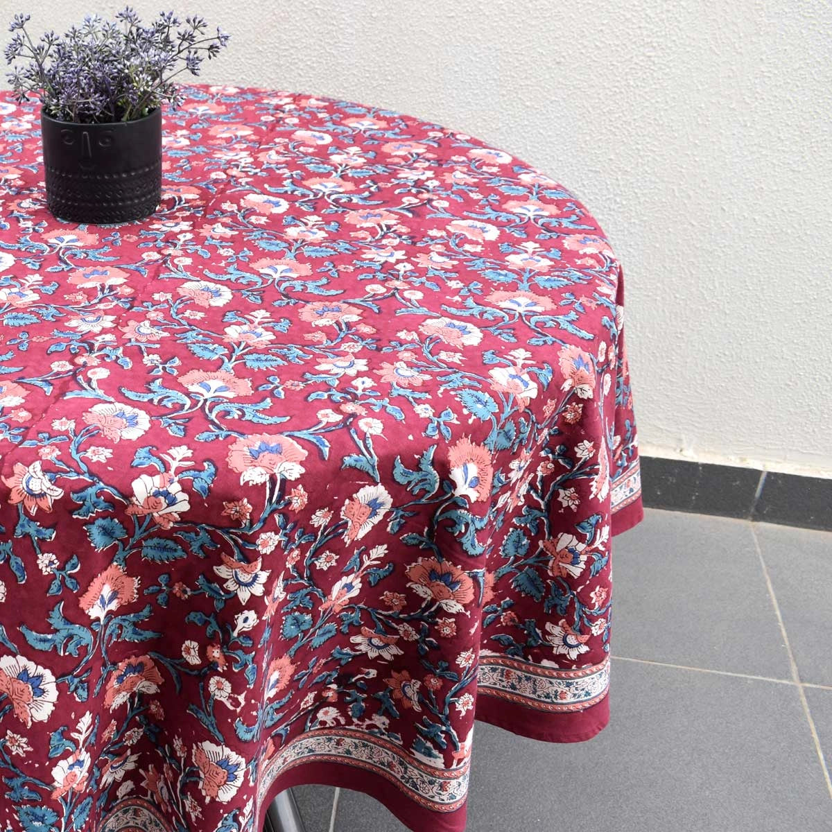 150 Cm Round Tablecloth Rukhsana Maroon Gud