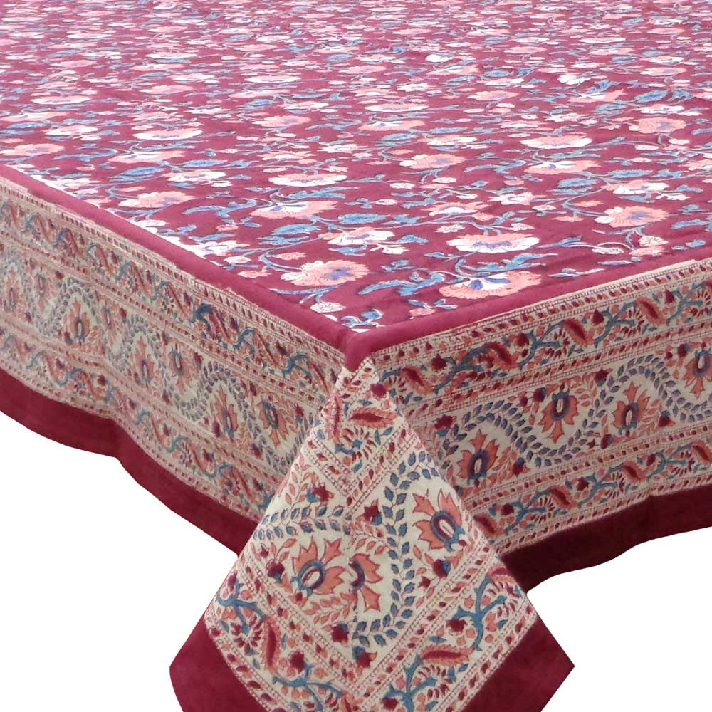 72 X 108 Inch Tablecloth | Rukhsana Maroon Gud 105823