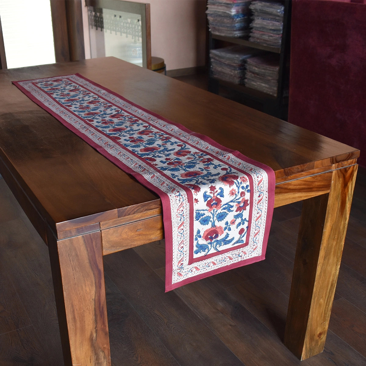 Wedding Table Runner | Rukhsana Maroon Open 103616