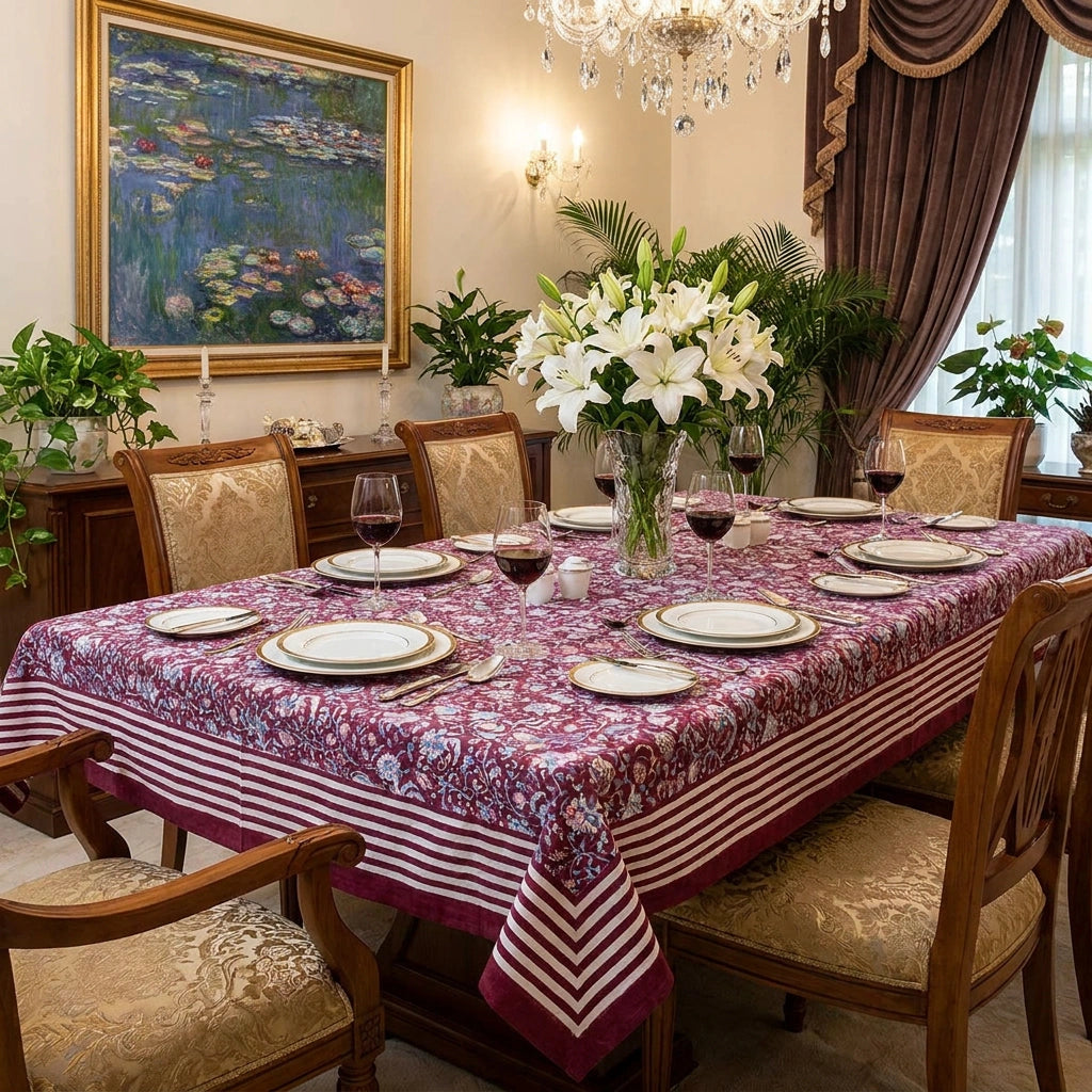 Premium Cotton Long Table Decor | Rukmani Maroon Gud 620607