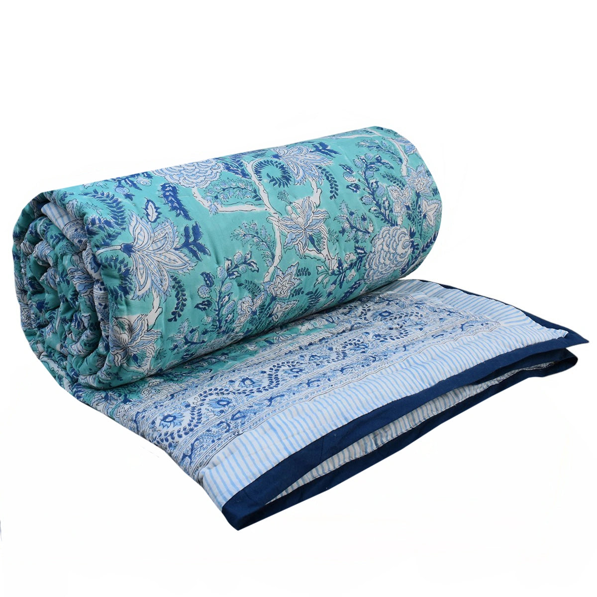 90x108 Inch Oversized Cotton Queen Size Quilt | Bela Bristol Blue 601091