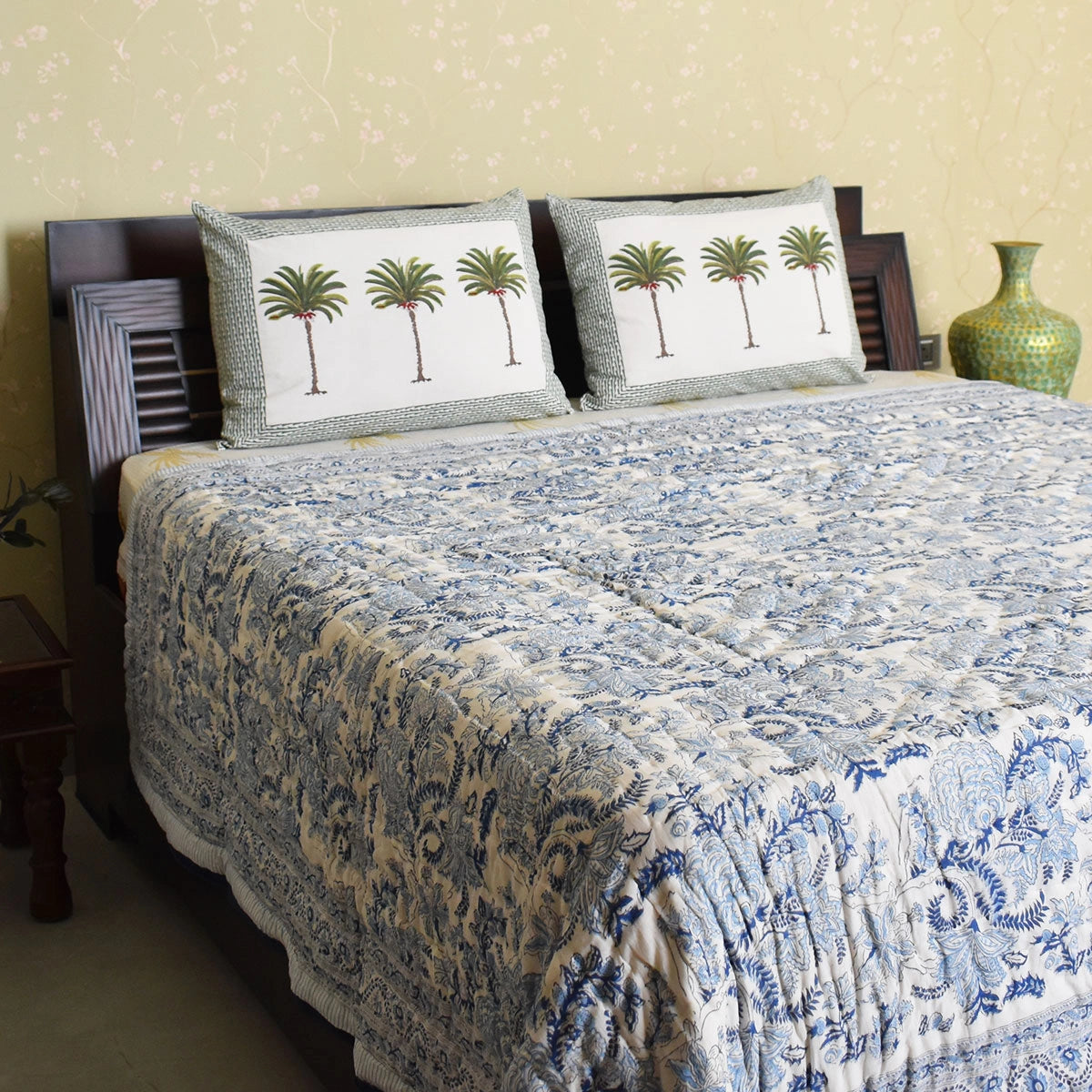 90x108 Inch Oversized Cotton Queen Size Quilt | Bela Bristol Blue 601091