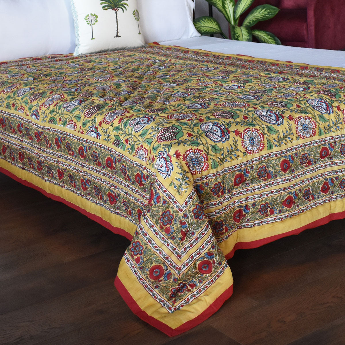 Reversible Quilt Bedding Single Size Quilt | Spring Yellow Garden 251206