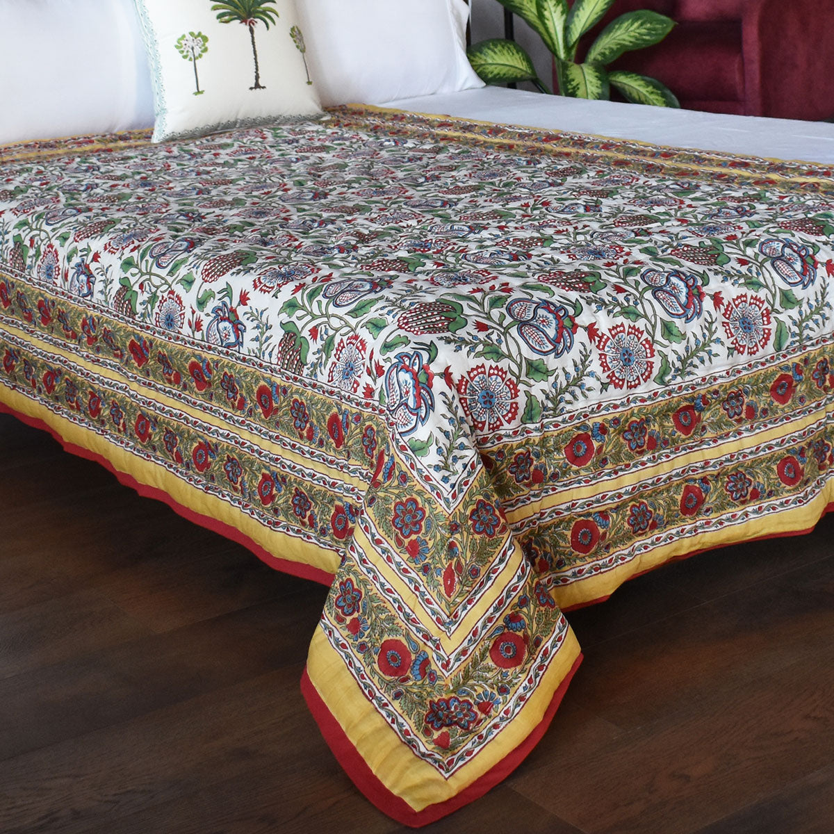 Reversible Quilt Bedding Single Size Quilt | Spring Yellow Garden 251206