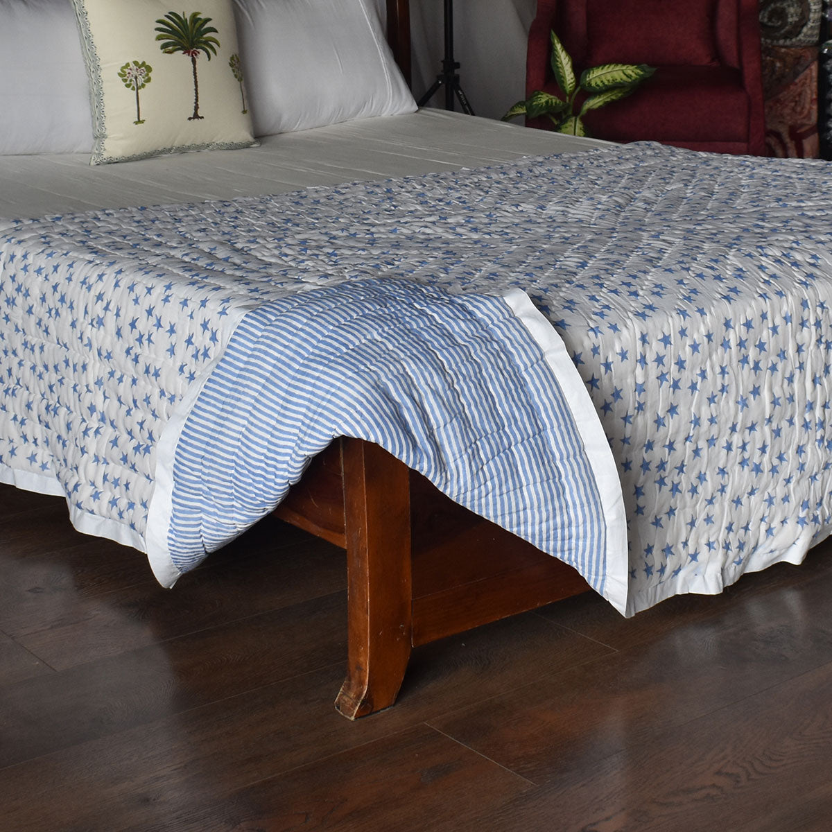 Lightweight Cotton Quilt For All Seasons Single Size Quilt |  Star Blue 202509