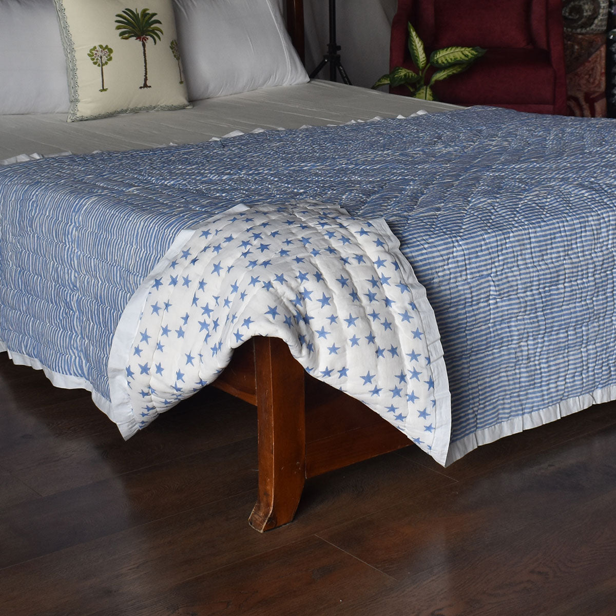 Lightweight Cotton Quilt For All Seasons Single Size Quilt |  Star Blue 202509