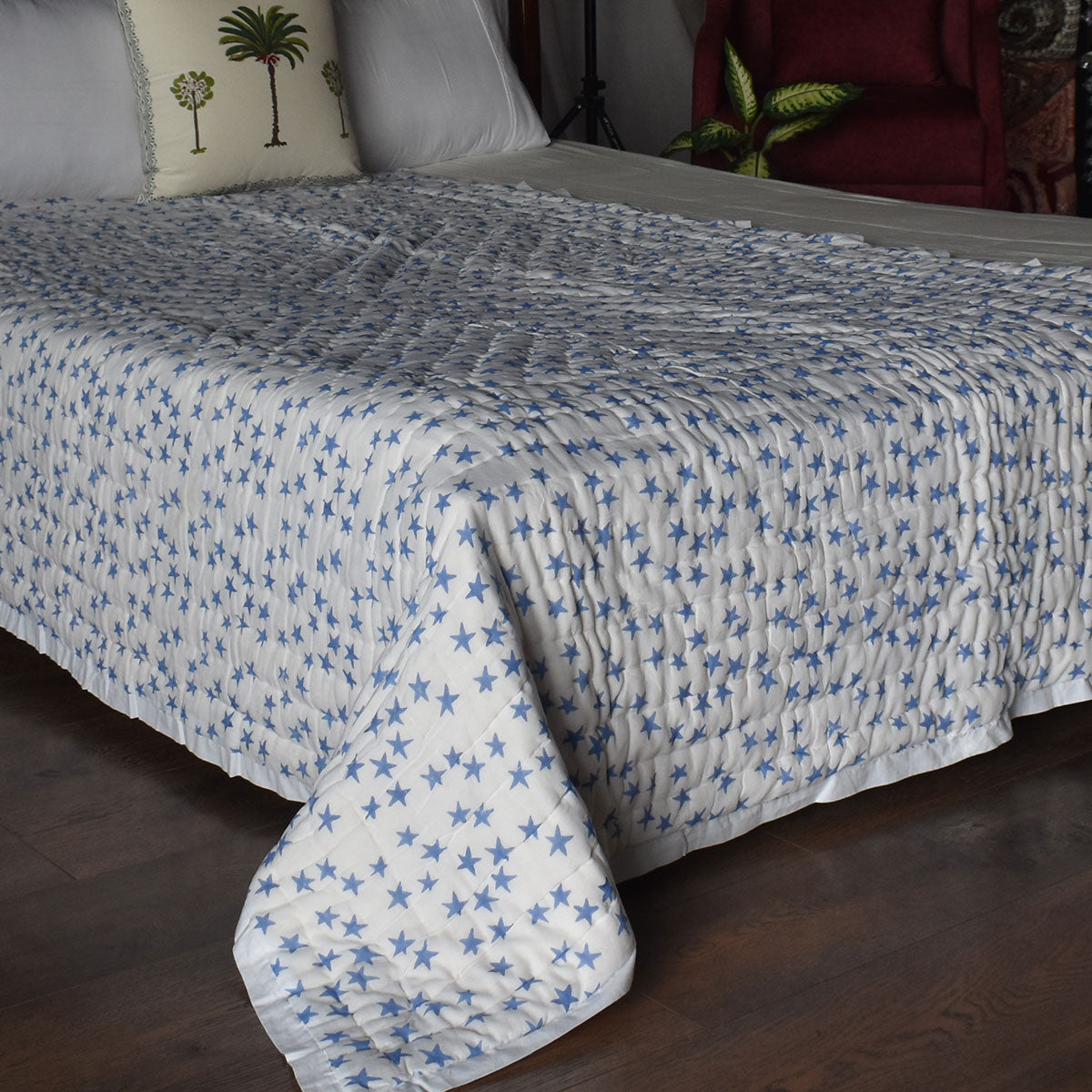 Lightweight Cotton Quilt For All Seasons Single Size Quilt |  Star Blue 202509