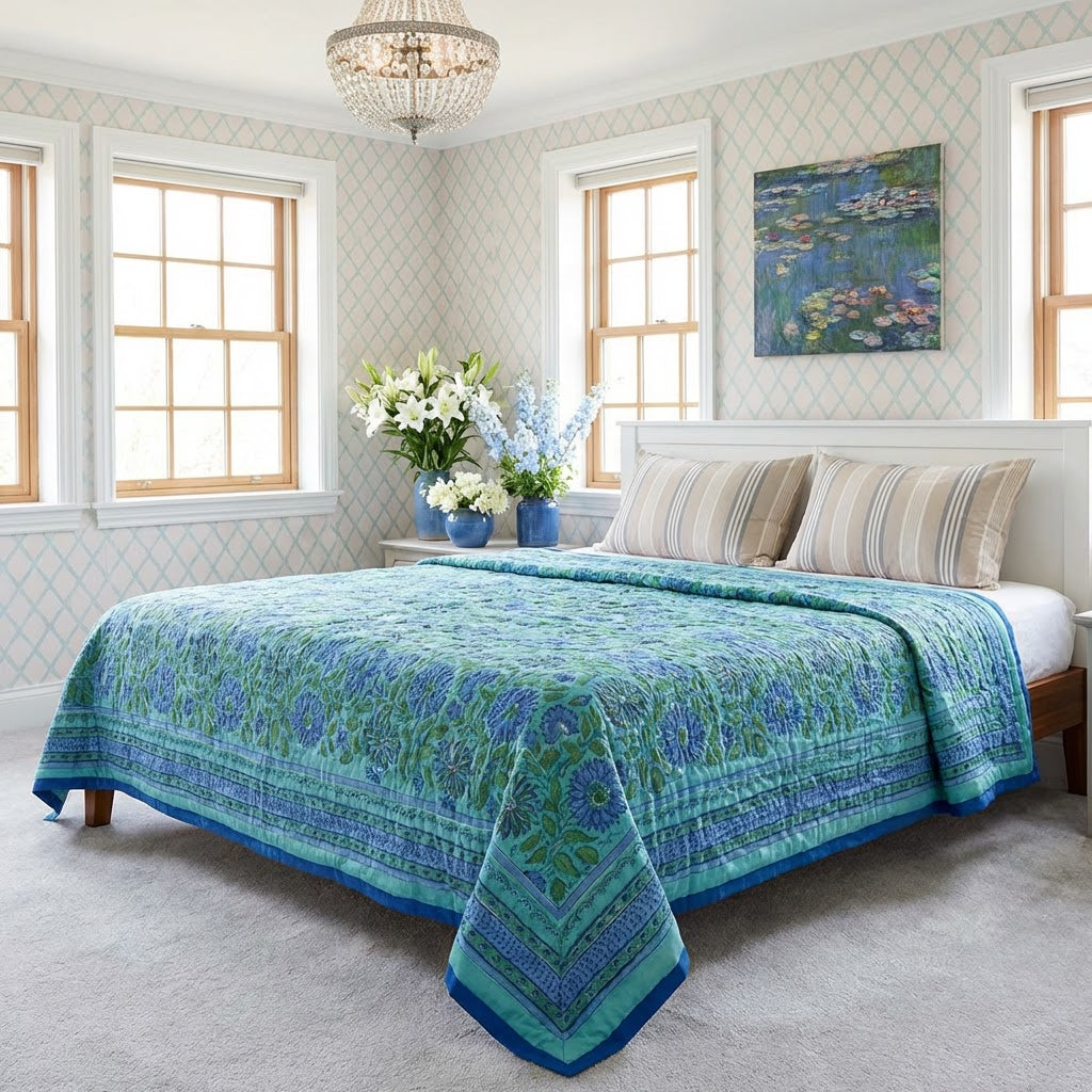 Eco-Friendly Natural Dyed Single Bedding | Surajmukhi Blue 10240