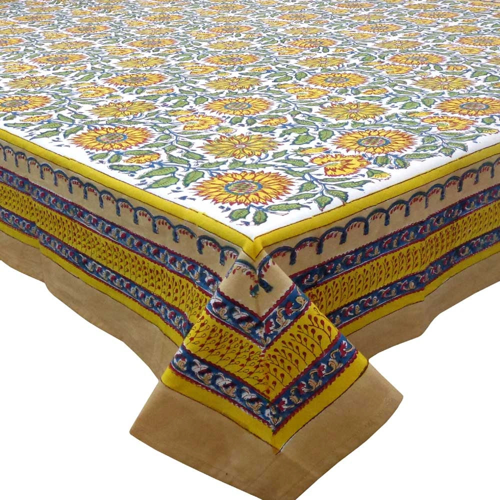 JAIPURI RAZAI Large Table Linen | Surajmukhi Canary Open 206589