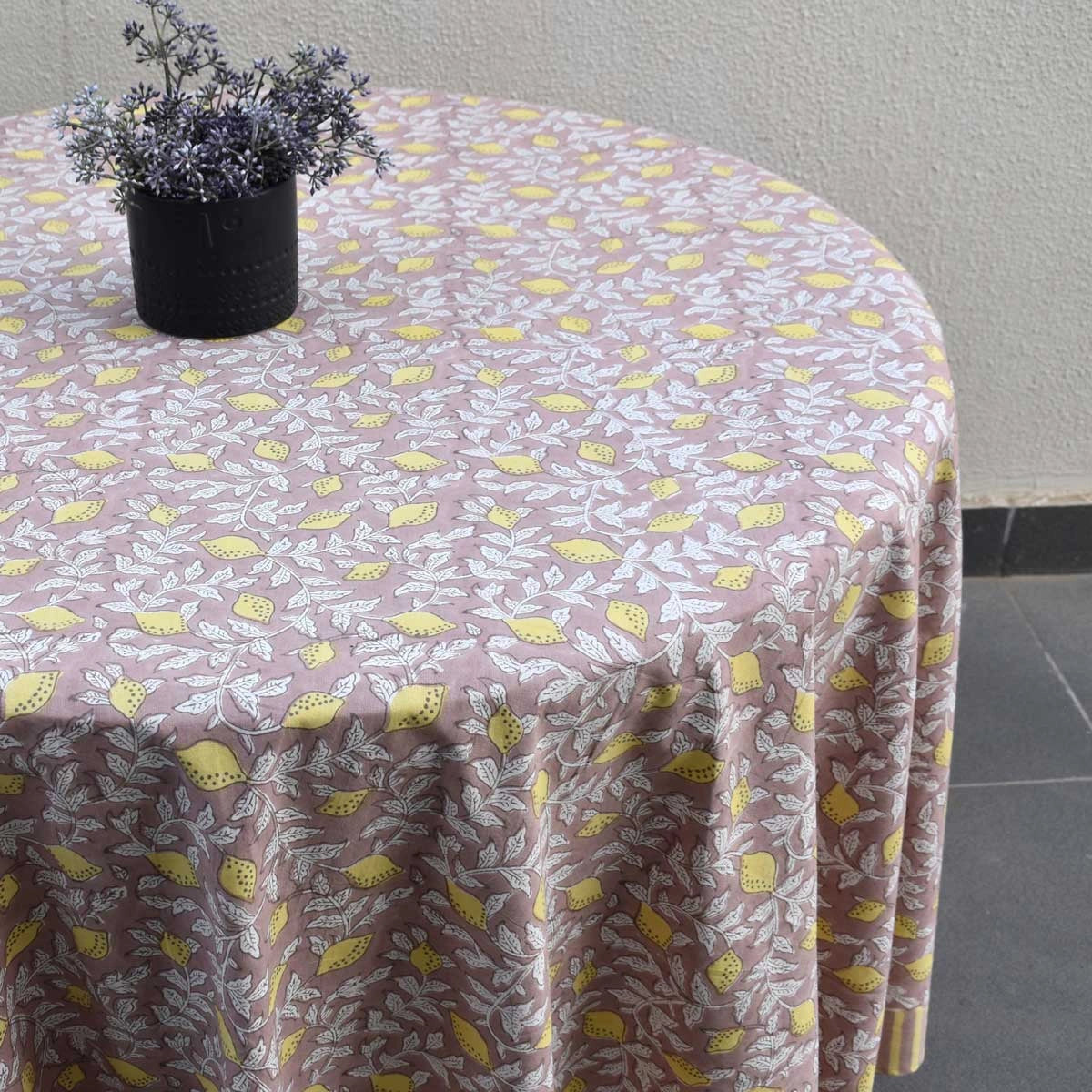 180 Cm Diameter Round Tablecloth Lemon Earth