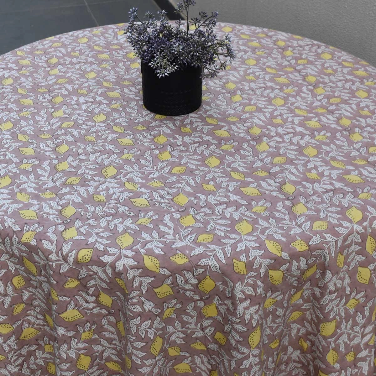 180 Cm Diameter Round Tablecloth Lemon Earth