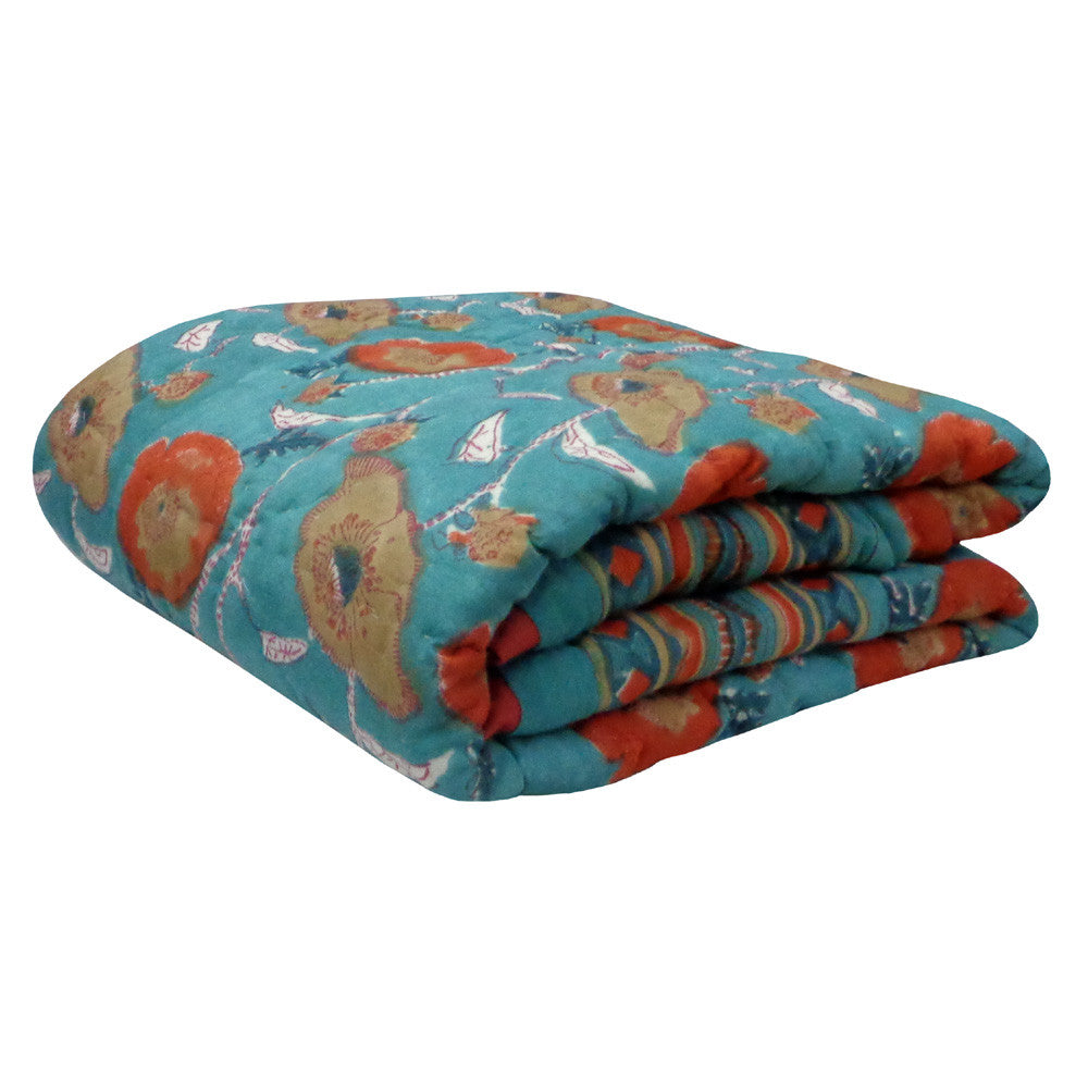 Multicolor Natural Dyed Baby Bedding | Teal Flower 105496
