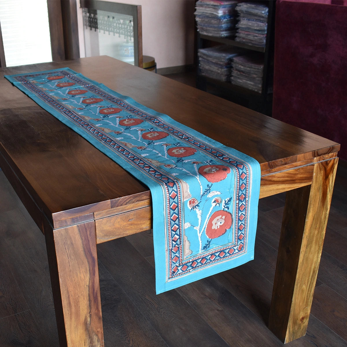 Party Table Runner | Teal Flower Gud 205147