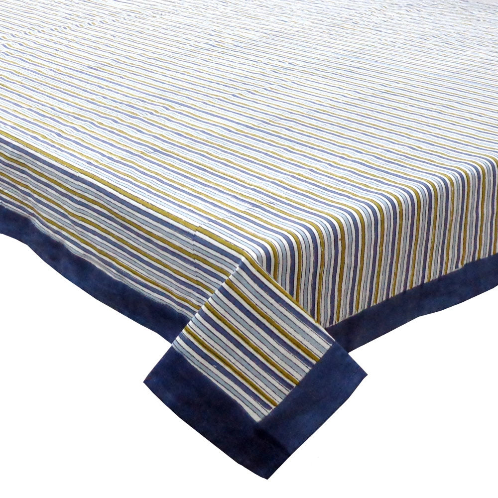 Jaipur Hand Block Tablecloth | Three Stripe Starlight 202213